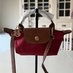 Chic Red and Brown Crossbody Bag
